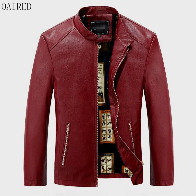 Мужская кожаная одежда для мотоцикла размера плюс, новинка, черная кожаная куртка, Мужская короткая приталенная весенне-осенняя кожаная куртка для мужчин OAIRED
