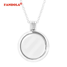 Совместимость с европейскими ювелирными средними плавающими медальонами серебряное ожерелье 925 пробы серебряные ювелирные изделия DIY FLN027