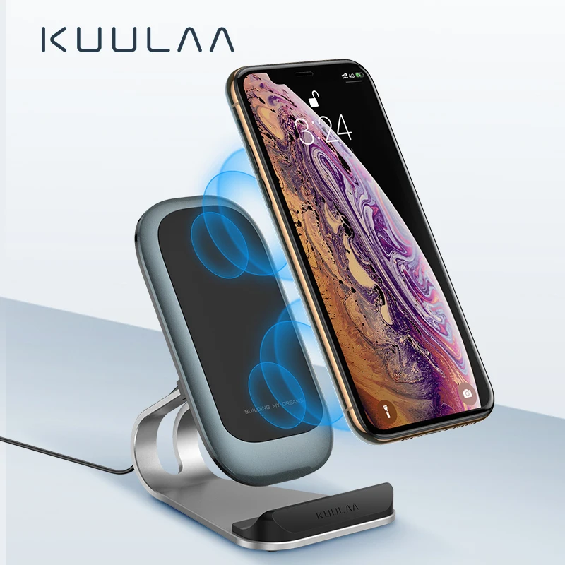 

KUULAA Qi Wireless Charger 10W for iPhone X XS 8 XR Samsung S9 Xiaomi Fast Wireless Charging Dock Station Phone Holder Charger