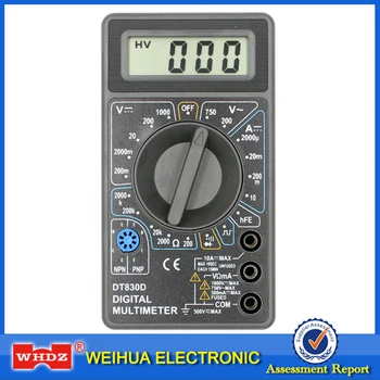 

WHDZ DT-830D Mini Digital Multimeter with Buzzer Overload protection Safety Voltage Ampere Ohm Tester Probe DC AC LCD Black