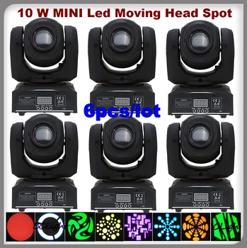 

(6 lights/lot) Wholesale LED Moving Head Spot Light DMX512 10w mini led moving head light with gobo