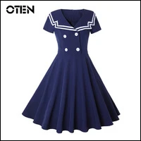 OTEN-elegante-women-s-dresses-Summer-Female-Short-sleeve-Sailor-Collar-Button-Vintage-Pin-up-Tea
