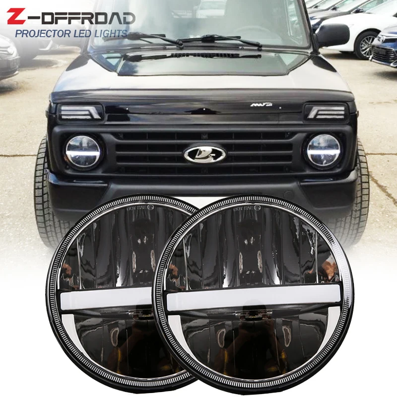 Для Lada 4x4 URBAN 7 дюймов светодиодный фар с белым передние фары поворотник для Jeep