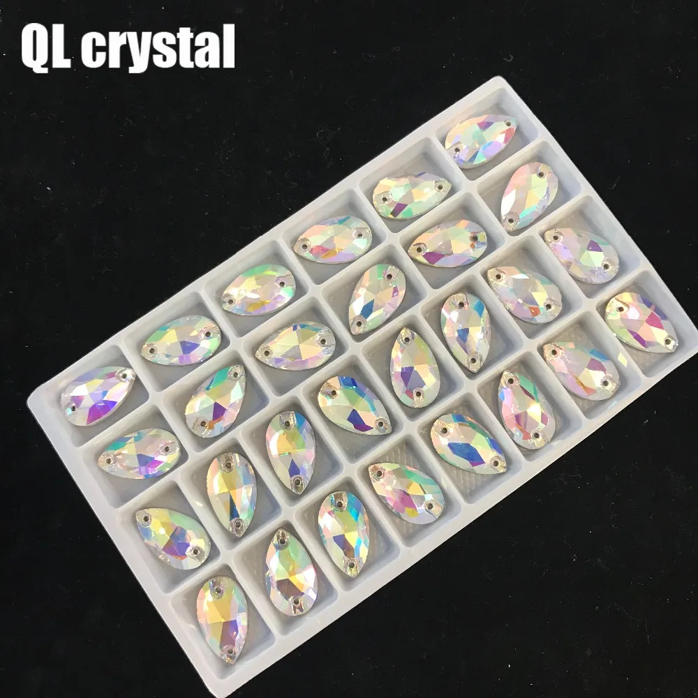 

Wholesale QL Crystal DR Sew On Rhinestones AB Crystal clear Flatback for Diy bags clothes shoes material