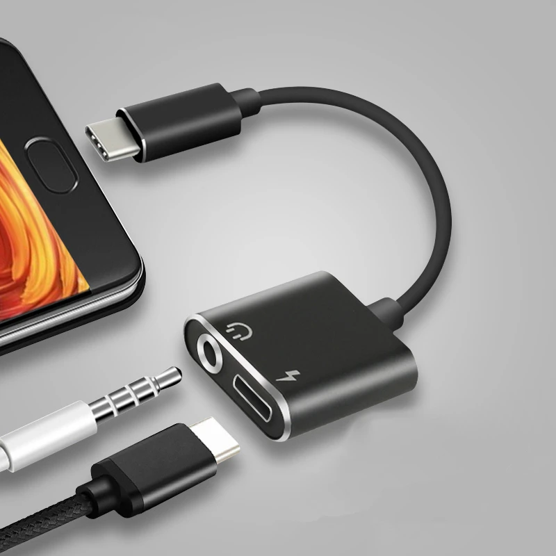 2 in 1 For Type C Audio Converter Plug Splitter Earphone Cable Adapter