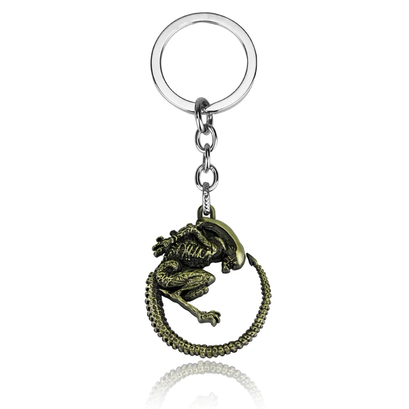 

Game Aliens Predator Key Chain Vintage Bronze AVP Alien Queen Keychain Fashion Metal Alloy Pendant Keyring For Fan Drop Shipping