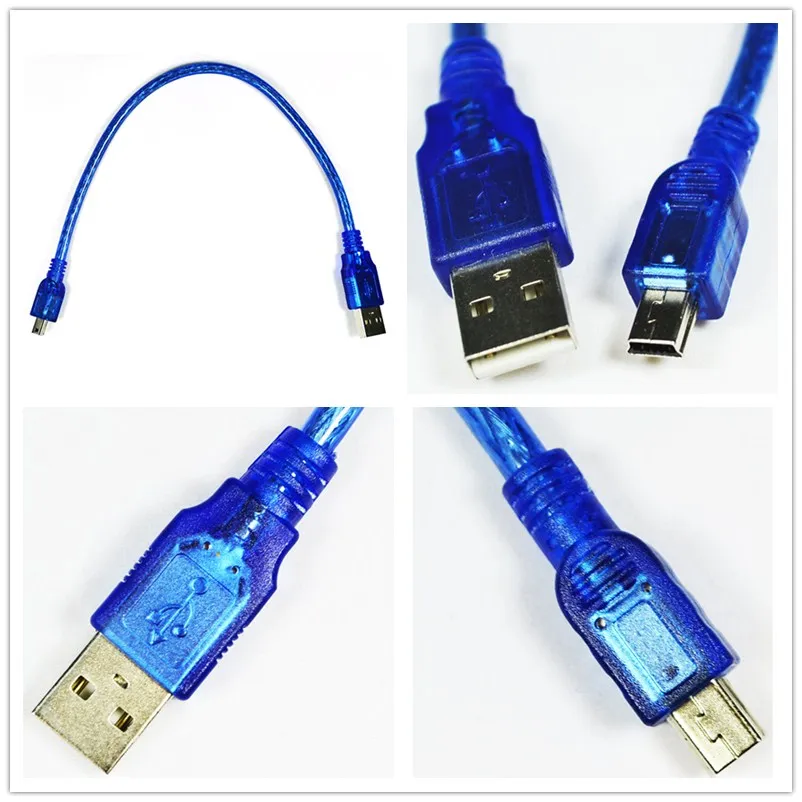 High Quality 1pcs USB 2.0 A Blue Short Male to Mini 5 Pin B Male Data Charging Cable - 30CM for MP3 MP4 Camera Mobile Cell Phone