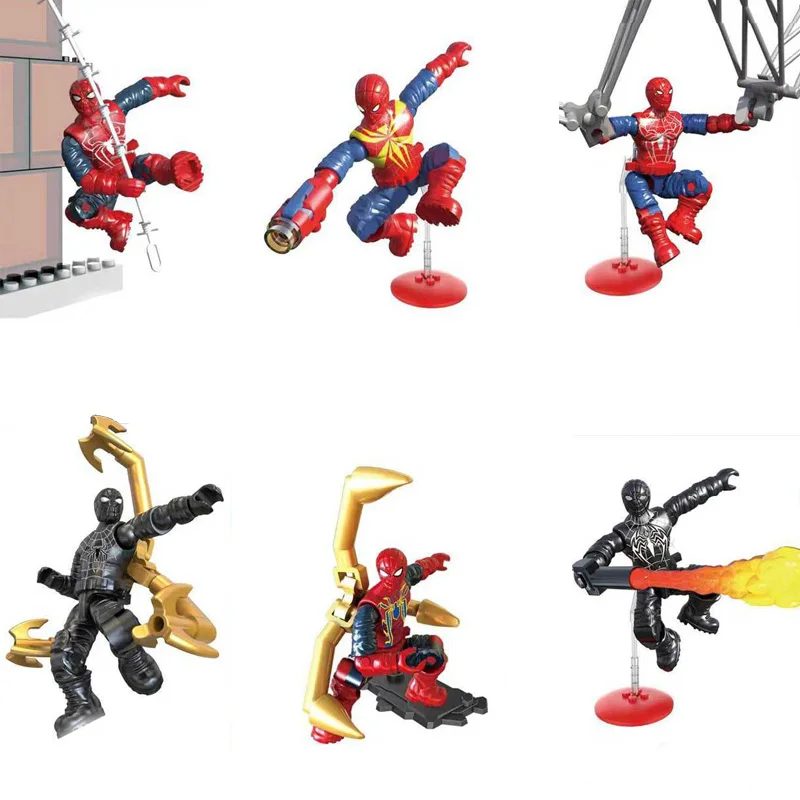 

Into the Spider-Verse Marvel super heroes mega building block iron amazing spider Noir action figures assemable bricks toys