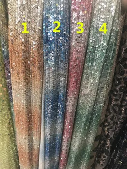 

embroidery tull net lace fabric with sequins S-497 luxury romantic sequins lace for evening dress/fashion show