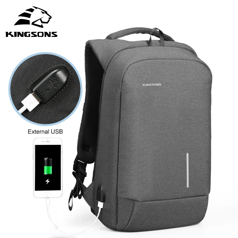 

Kingsons 2018 New Security Lock Backpack 15''USB Charging Backpack Schoolbag Laptop Bag Men's and Women's Travel Bags