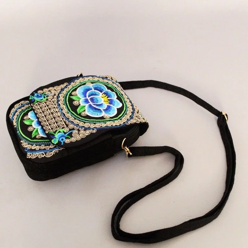 المرأة حقيبة كتف حقيبة سفر خمر الزهور المطرزة Crossbody البريدي حقيبة المرأة حقيبة كتف حقيبة سفر خمر الزهور المطرزة Crossbody البريدي حقيبة
