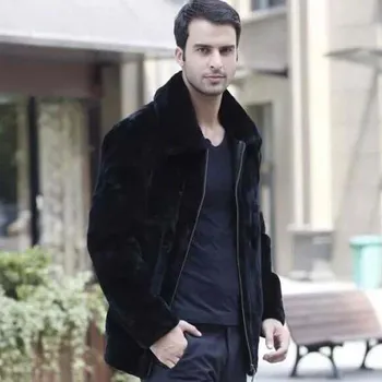 

Thick Warm Mens Faux Fur Fluffy Fleece Jacket 2019 Winter Autumn Male