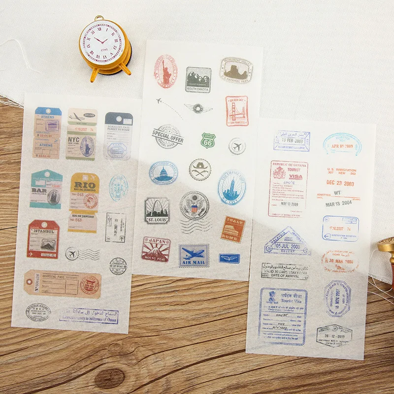 

6Sheets/Set Creative Retro Stamp Decoration Scrapbooking Stickers Transparent PVC Stationery Planner Stickers