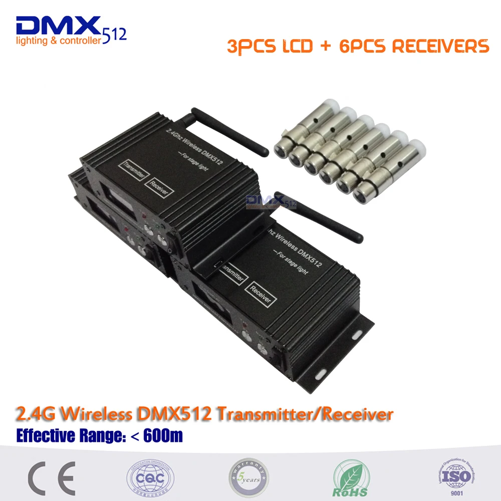 

9 Pcs/lot Stage Bar Light Professional 6 Mini XLR Receiver +3 LCD Display Wireless Receiver Transmitter DMX 512 Equipment