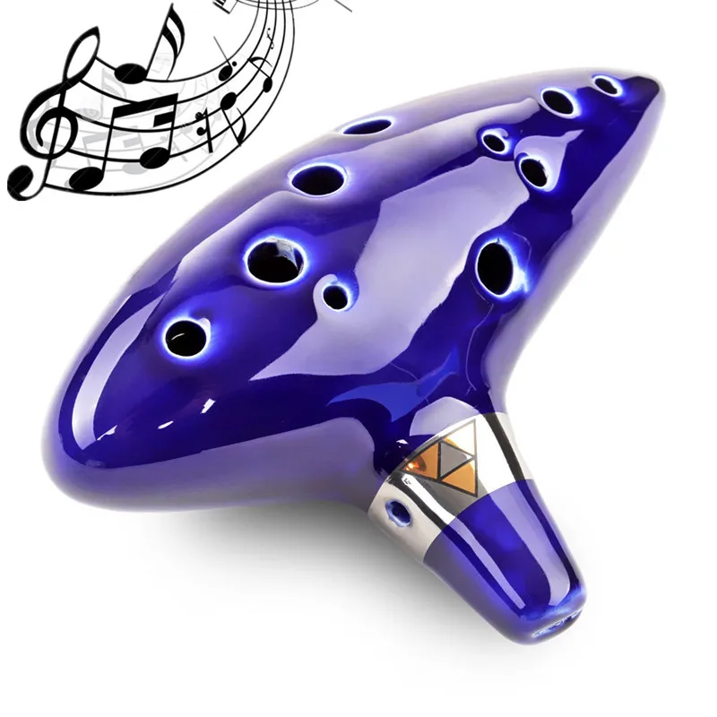 12 փոս Ocarina կերամիկական Alto C Legend of Zelda Ocarina Flute Blue Instrument
