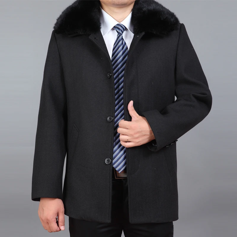 2020 New Men Wool Coat Autumn Wool Blend Jacket Winter Thick Woolen Coat Real Rabbit Fur Mens Pea Coat Erkek Mont Ceket M-4XL 2020 New Men Wool Coat Autumn Wool Blend Jacket Winter Thick Woolen Coat Real Rabbit Fur Mens Pea Coat Erkek Mont Ceket M-4XL