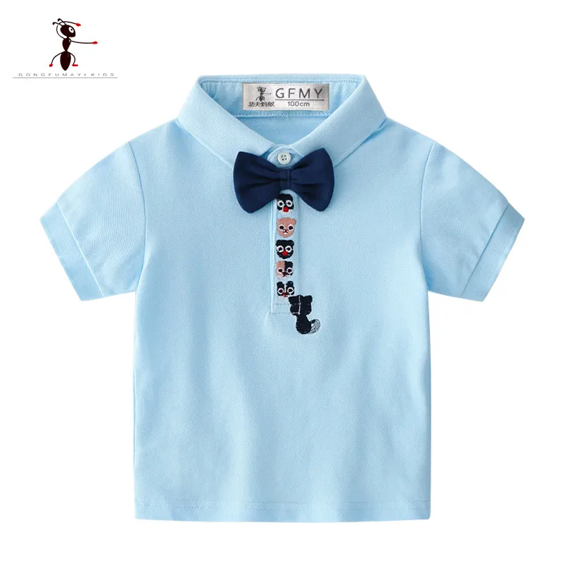 

Kung Fu Ant 2019 New Summer Casual Baby T-Shirts Cotton Turn-Down Collar Sport Fashion Short Boys T-shirt for 2T-6T Kids Tops