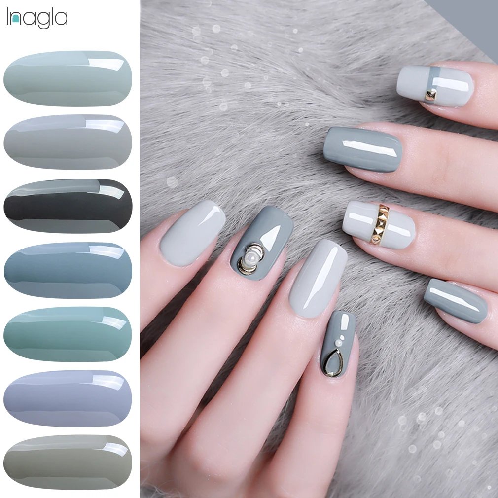 

Inagla 5ML Nails Art Grey Series UV Gel Varnish For Stamping Nail Polish Soak Off Gel Nail Polish Vernis Semi Permanent Gellak
