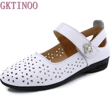 GKTINOO/обувь из натуральной кожи с вырезами; Женские однотонные сандалии; женская обувь на плоской подошве; сезон весна-лето; женские мокасины; большие размеры 34-43