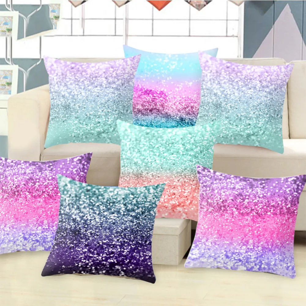 

45x45cm Creative Colorful Cushion Covers Art Sequins Pillow Covers Bed Cotton Linen Home Decorative Colour Throw Pillow Cover