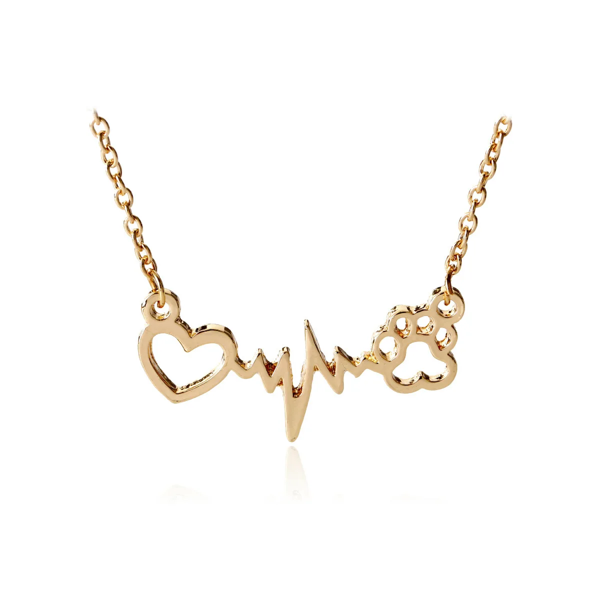 

Originality Love Bear Paw Gogo Footprint Pendeloque Cut Electrocardiogram Necklace women colar jewelry choker GUC540 xiangl