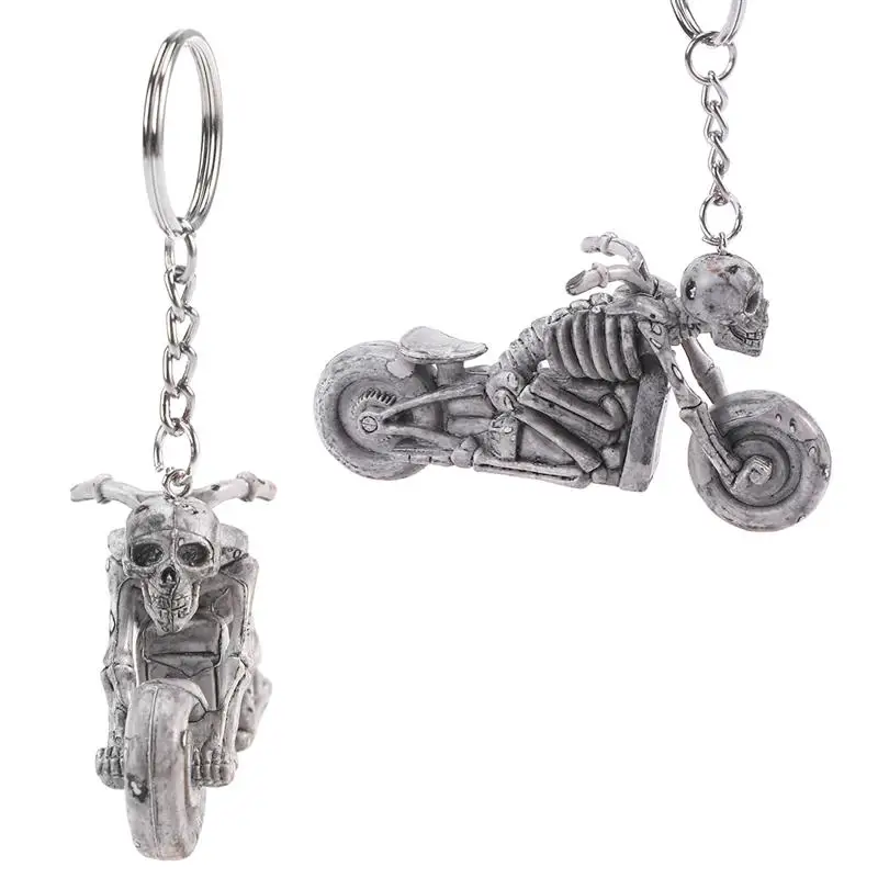 

Fashion Motorcycle Skull Skeleton Keychain Rubber Keyring Keys Holder Handbag Decorations Hanging Pendant (Big Moto)