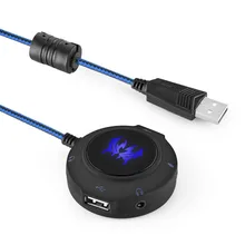 KOTION EACH USB 2.0 Sound Card HUB Stereo Headphones Microphone Adapter 3D Surround Sound External Converter for PC Laptops PS4