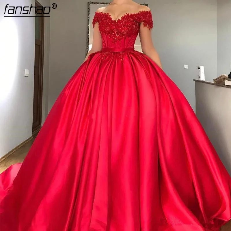Красные Свадебные платья Vestido De Noiva бальное платье кружевное Расшитое бисером свадебное платье атласное свадебное платье