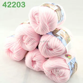 

LOT of 6 Balls X 50g Special Thick Worsted Cotton Knitting Yarn baby pink 2203