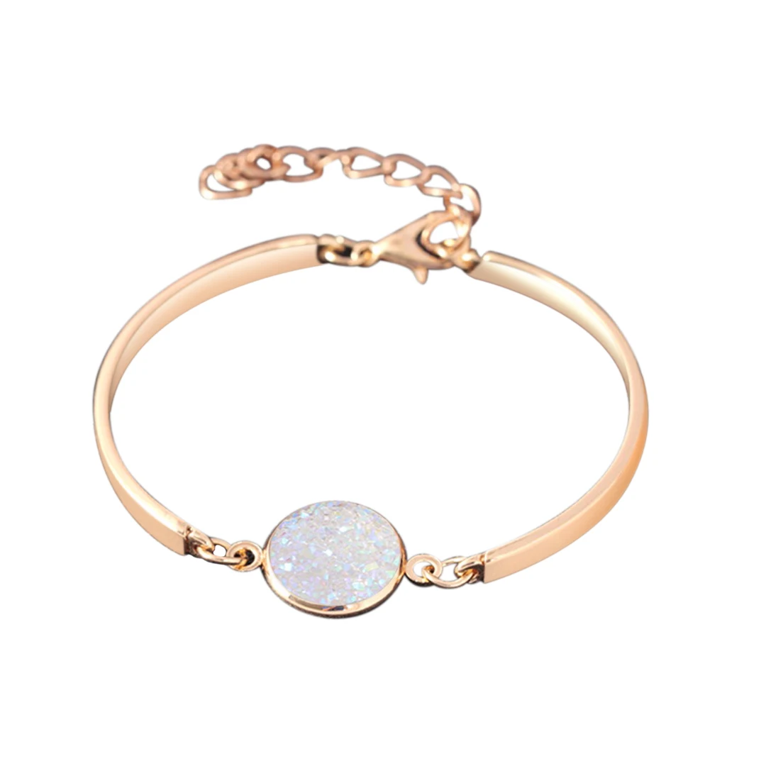 Shellhard Trendy Women Bangle Bracelet Simple Silver Gold Bling Bling  Hand Chain Wedding Jewelry Girls Children Valentine Gift