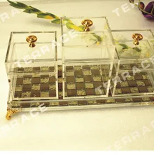 4 шт./лот) Неокрашенный, из акрила, для украшений, коробка из акрила и органического стекла контейнер для хранения Дисплей, макияж, косметическая сумочка