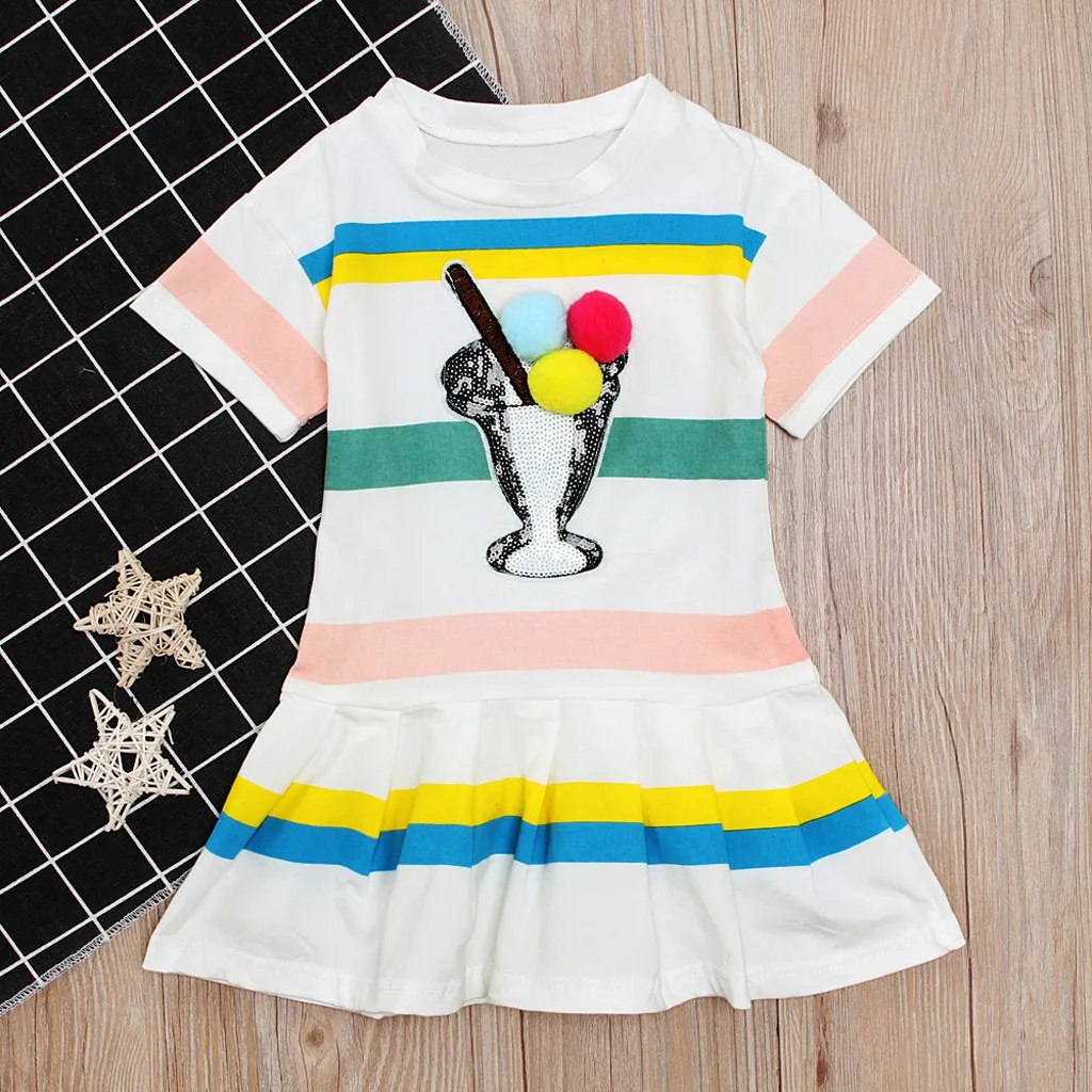 

Baby Girl Summer Dress 2019 O-Neck Short Sleeve Infant Birthday Dress Striped Print Casual Toddler Baby Girl Clothes Dresses