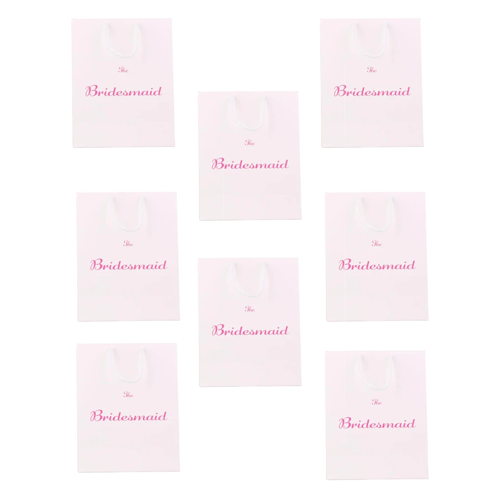 Pieces of 8 The Bridesmaid Printed Paper Bag with Handle for Wedding, Bridal Shower, Hen Night Party