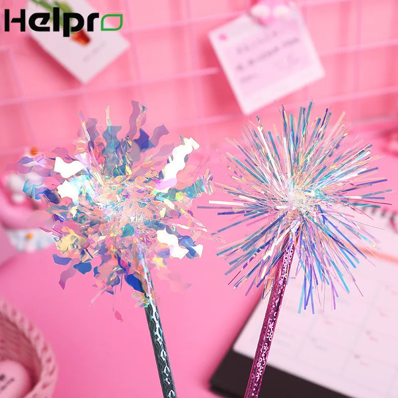 

Helpro 1Pcs Kawaii Flash Gel Pen Cute Rainbow Color Ballpoint Pen Writing Pen Office School Stationery Gifts Supplies 0.5mm Tool