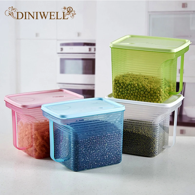 

DINIWELL Plastic Food Storage Box Kitchen Sorting Sealed Crisper Grains Tank Storage Food Organizer Cereal Bean Container