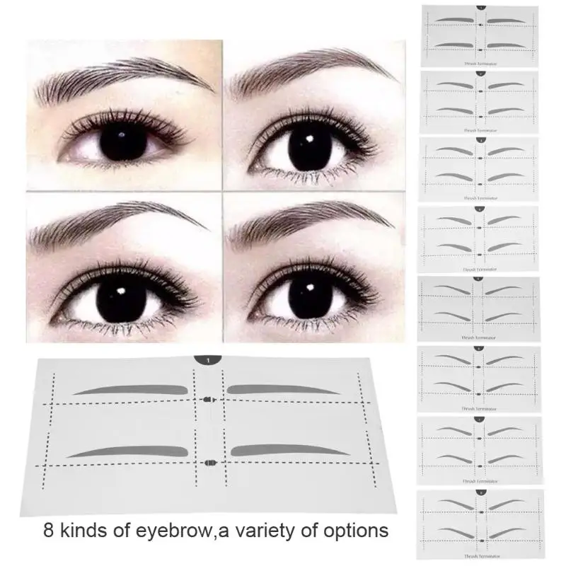 8 Kinds Eyebrow Stickers Stencil Models Eyebrow Shape Stencils Template ...