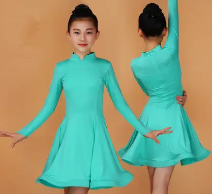 Новинка года, платье для латиноамериканских танцев для девочек, 7 цветов, красный, зеленый, синий, для детей, для фитнеса, для детей, для самбы, Чача Румба, юбки для танцев для девочек - Цвет: Mint Green  A01