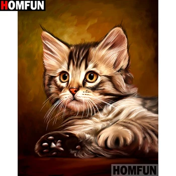 

HOMFUN Full Square/Round Drill 5D DIY Diamond Painting "Animal cat" Embroidery Cross Stitch 5D Home Decor Gift A14126