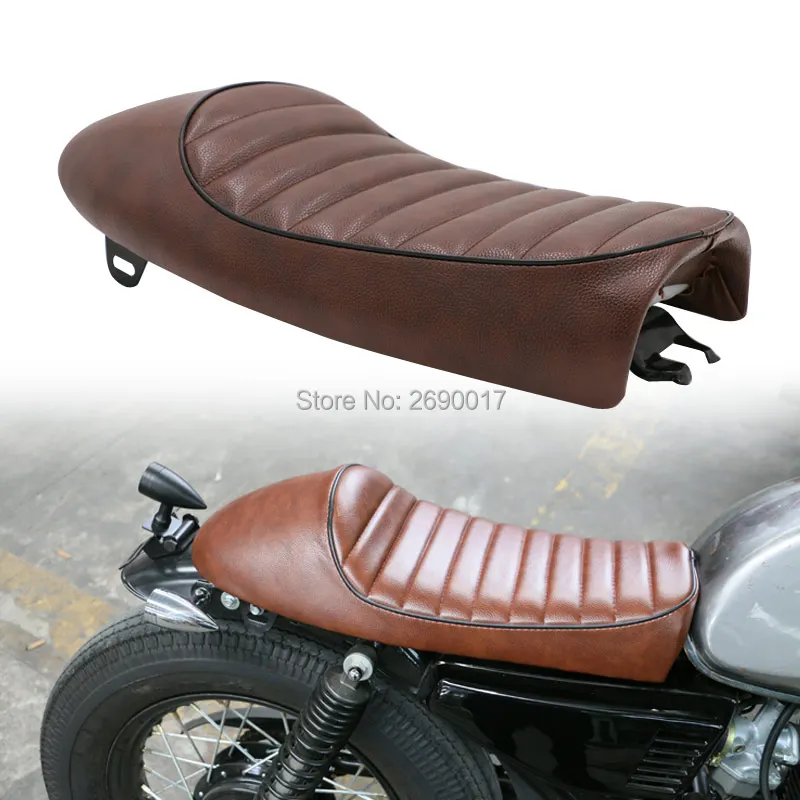 

Vintage Motorcycle Cafe Racer Seat Brown Hump Saddle Locomotive Chopper Custom