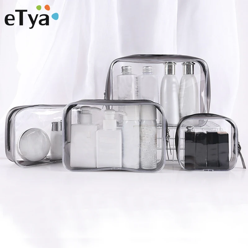  eTya Transparent Cosmetic Bag Clear Zipper Travel Make Up Case Women Makeup Beauty Organizer Toilet