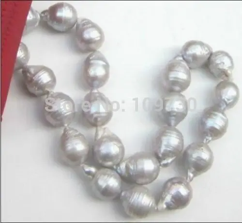 Jewelr 003669 new tahitian silver gray baroque pearl necklace