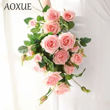 

90cm 5 heads moisturizing roses artificial flowers European style living room decoration wedding decoration fake silk flower