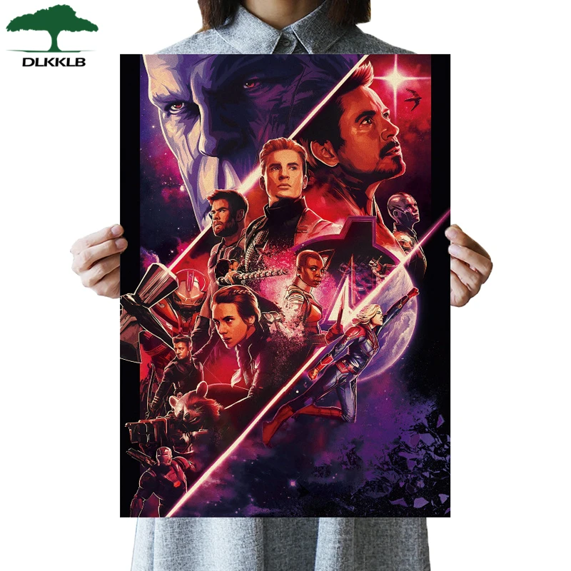 

DLKKLB Marvel Vintage Poster Avenger 4 Movie C Style Kraft Paper Bar Cafe Home Decoration Painting Super Hero Wall Stickers