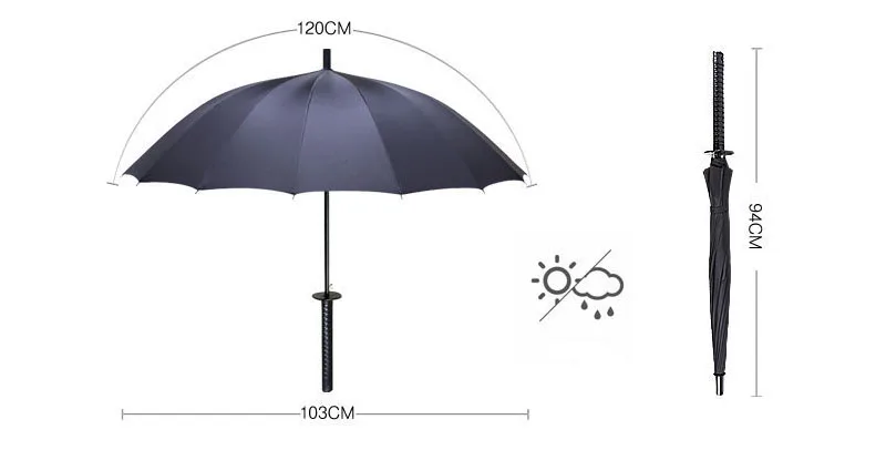 HHYUKIMI огромный ложки с длинной ручкой большой Ветрозащитный Зонт-самурайский меч японского ниндзя, как Дождевые зонты с прямой зонтик