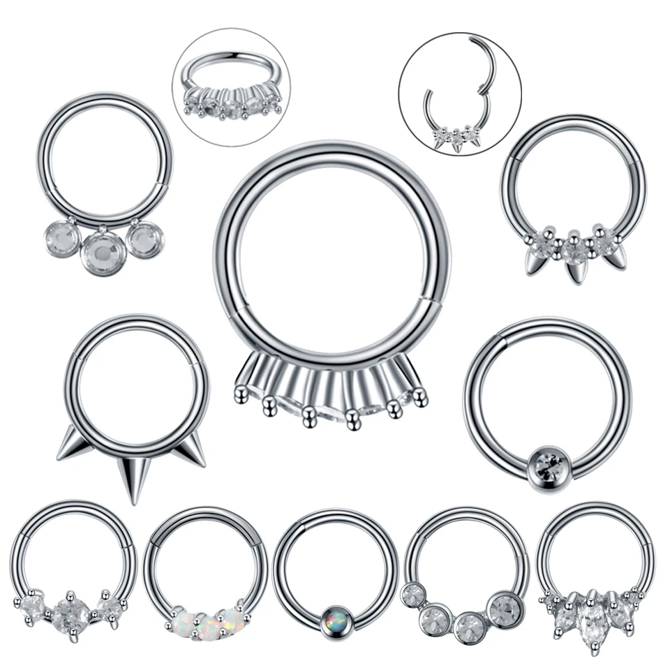 

1PC Steel Hinged Nose Hoop Septum Clicker Ring Daith Helix Earring Tragus Cartilage Piercings Captive Hoop Ring Labret Jewelry