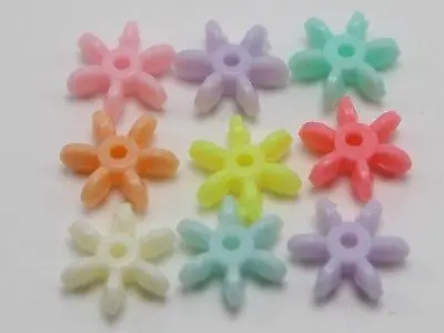 

200 Mixed Pastel Color Acrylic Starflake Spacer Beads 12mm Jewelry Making Craft