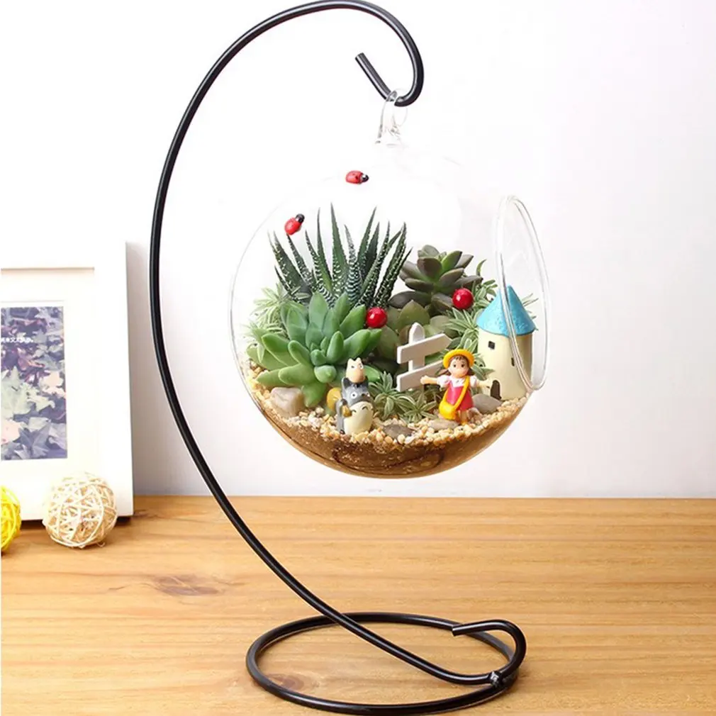 DIY Clear Round Ball With One Hole Hydroponic Plant Flower Hanging Glass Vase Container Home Garden Decoration