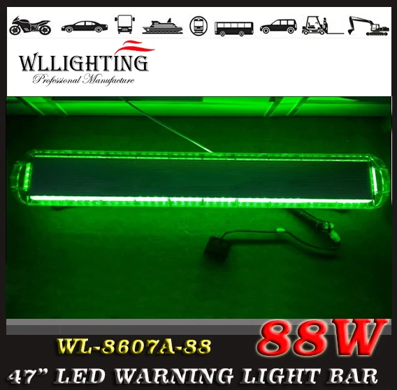 free shipping 12V -24V 465 88 LED Emergency Recovery LightBar Wrecker Flashing LightBar Beacon Strobe Light Bar green