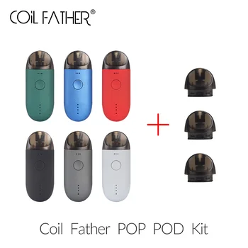 Coil Father POP POD Starter Kit 600mAh Battery All in one Vape Pod System Vape Kit With 2ml Cartridge vs Q Stick Kit 100% original eleaf ijust nexgen all in one starter kit 3000mah battery 50w with 2ml tank 4 color leds