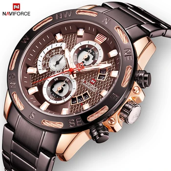 

NAVIFORCE Mens Watch Creative Fashion Military Quartz Wristwatch Men Full steel Wateproof Watches Clock Relogio Masculino 2019